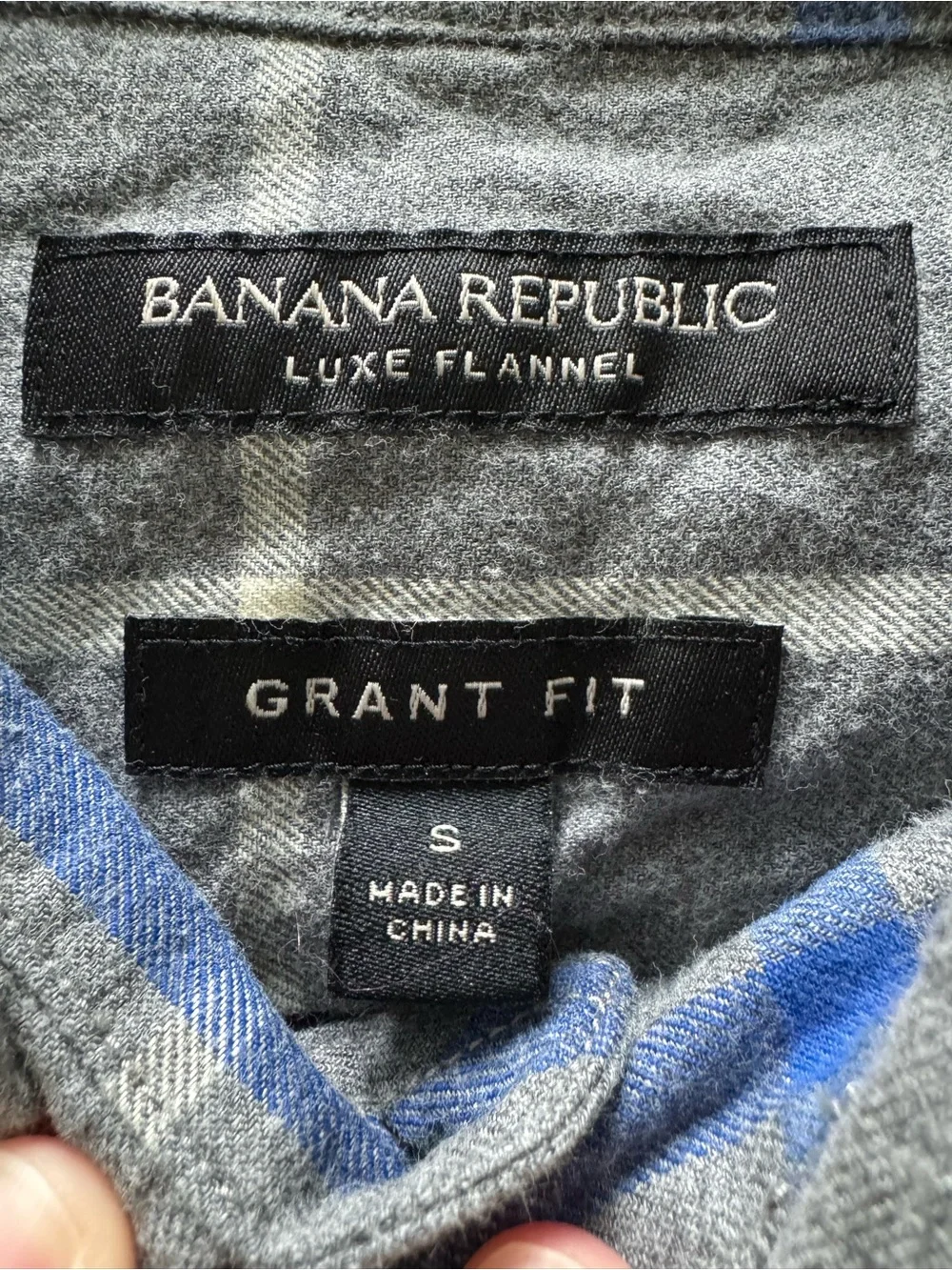 Banana Republic Grant Fit Luxe Flannel Shirt Grey Blue Mens Small Button Down